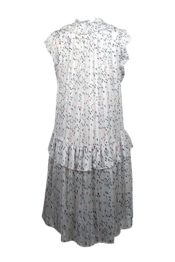 Sabina Musayev - White w/ Blue Dot Print Ruffled Chiffon Dress Sz XS
