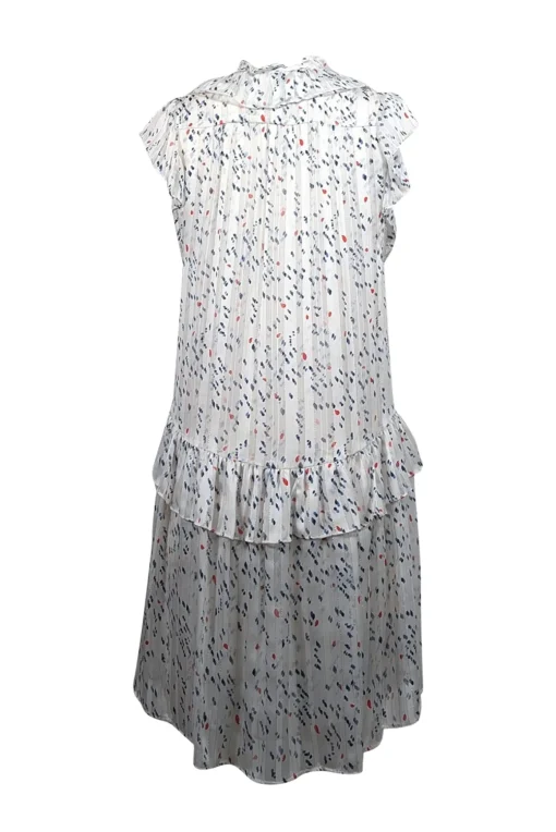 Sabina Musayev - White w/ Blue Dot Print Ruffled Chiffon Dress Sz XS