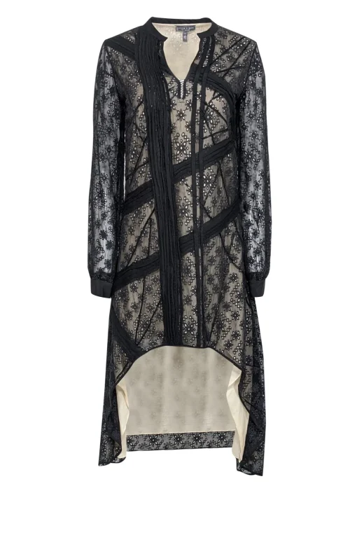 Sachin & Babi - Black Eyelet High-Low Long Sleeve Dress Sz 4