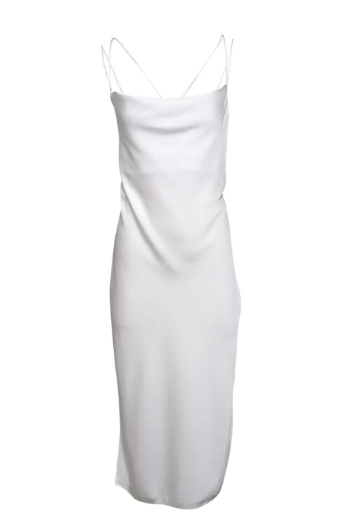 Sachin & Babi - White Cowl Neckline Lace Trim "Dylan" Dress Sz 10