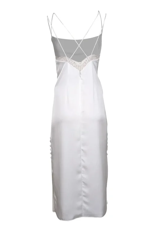 Sachin & Babi - White Cowl Neckline Lace Trim "Dylan" Dress Sz 10