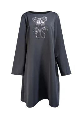 Sail to Sable - Black Long Sleeve Sheath Dress w/ Sequin Bow Detail Sz XXXL