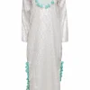 Sail to Sable - Champagne Medallion Print Maxi Dress w/ Blue Tassels Sz XS