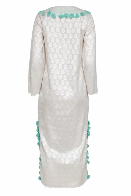 Sail to Sable - Champagne Medallion Print Maxi Dress w/ Blue Tassels Sz XS
