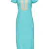 Sail to Sable - Mint Green w/ Gold Trim Short Sleeve Dress Sz S
