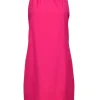 Sail to Sable - Neon Pink Rolled Neckline Sheath Dress w/ Large Back Buttons Sz L