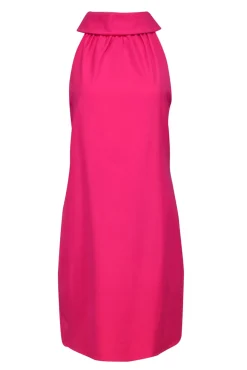 Sail to Sable - Neon Pink Rolled Neckline Sheath Dress w/ Large Back Buttons Sz L
