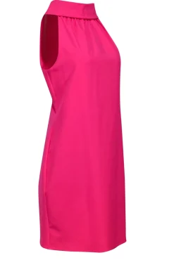Sail to Sable - Neon Pink Rolled Neckline Sheath Dress w/ Large Back Buttons Sz L