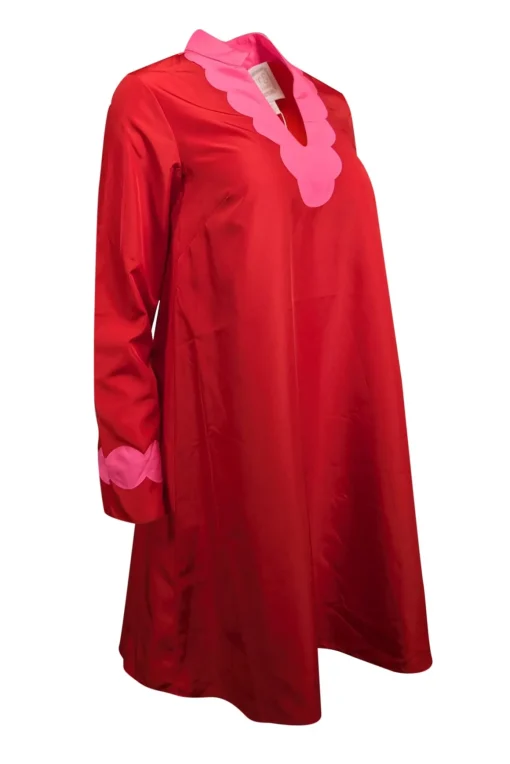 Sail to Sable - Red Tunic Dress w/ Pink Scallop Trim Sz XS