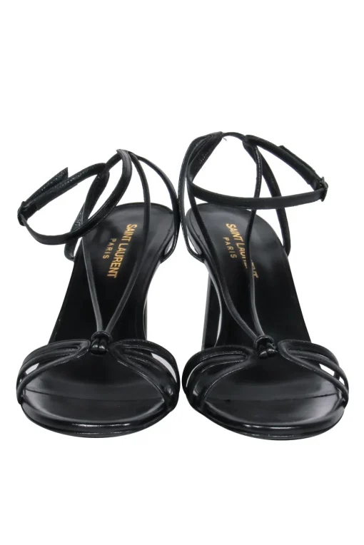 Saint Laurent - Black Leather Strappy Heeled Sandals Sz 8