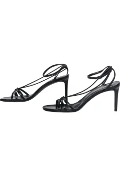Saint Laurent - Black Leather Strappy Heeled Sandals Sz 8