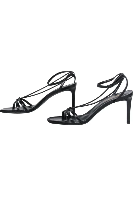 Saint Laurent - Black Leather Strappy Heeled Sandals Sz 8