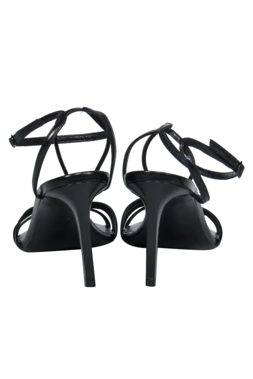 Saint Laurent - Black Leather Strappy Heeled Sandals Sz 8