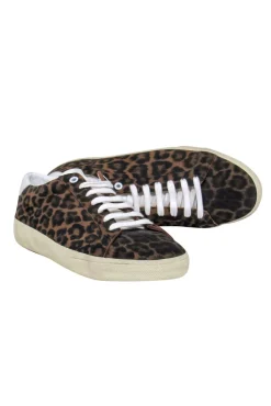 Saint Laurent - Brown Leopard Print Lace-Up Sneakers Sz 11