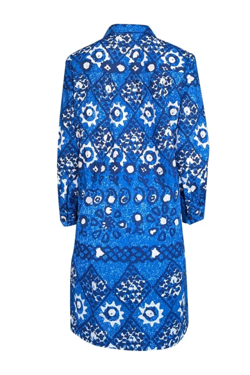 Saloni - Blue & White Print Cotton Shift Dress Sz 8