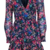 Saloni - Navy w/ Multi Color Floral Long Sleeve Dress Sz 4
