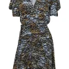 Saloni - Orange, Black, & White Tiger Print Silk Wrap Dress Sz 6