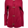 Salvatore Ferragamo - Red Gold Lock Button Cardigan Sz S