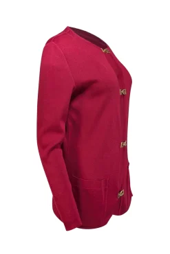 Salvatore Ferragamo - Red Gold Lock Button Cardigan Sz S