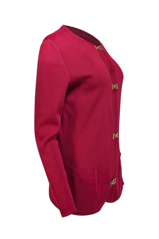 Salvatore Ferragamo - Red Gold Lock Button Cardigan Sz S
