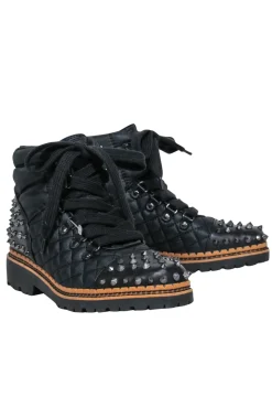 Sam Edelman - Black Lace-Up Puffer Booties w/ Spikes Sz 6