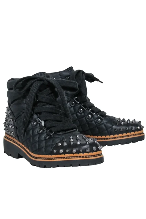 Sam Edelman - Black Lace-Up Puffer Booties w/ Spikes Sz 6