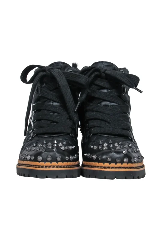 Sam Edelman - Black Lace-Up Puffer Booties w/ Spikes Sz 6