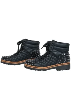 Sam Edelman - Black Lace-Up Puffer Booties w/ Spikes Sz 6