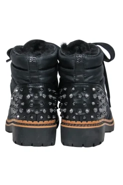 Sam Edelman - Black Lace-Up Puffer Booties w/ Spikes Sz 6