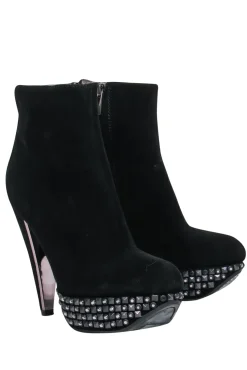 Sam Edelman - Black Suede Platform Stiletto Booties w/ Studs Sz 6