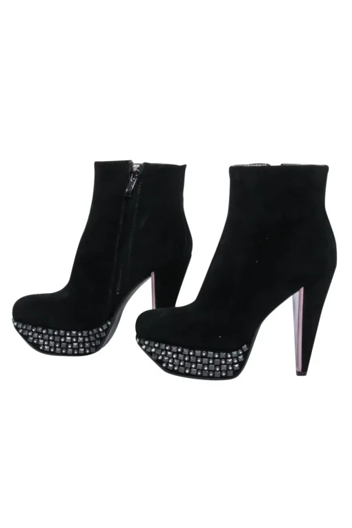 Sam Edelman - Black Suede Platform Stiletto Booties w/ Studs Sz 6
