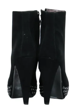 Sam Edelman - Black Suede Platform Stiletto Booties w/ Studs Sz 6