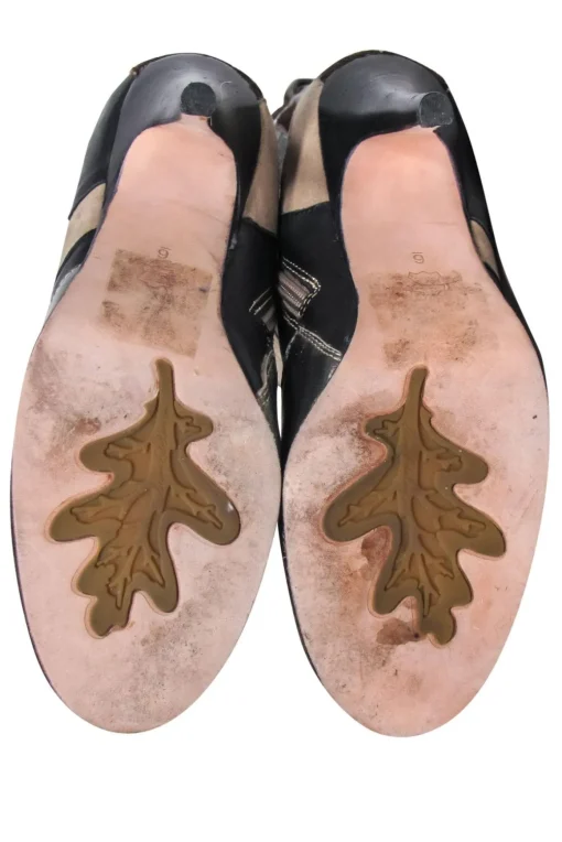Sam Edelman - Brown & Beige Floral Embroidered Leather Tall Boots Sz 6
