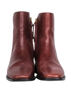 Sam Edelman - Brown Leather Square Toe Short Boots Sz 8