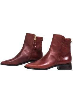 Sam Edelman - Brown Leather Square Toe Short Boots Sz 8