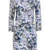 Samantha Sung - Blue & White Floral Print Collared Wrap Dress Sz 6
