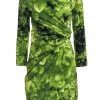 Samantha Sung - Green Cotton Forest Print Collared Wrap Dress Sz 8