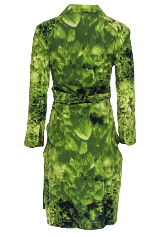 Samantha Sung - Green Cotton Forest Print Collared Wrap Dress Sz 8