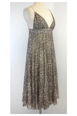 Samantha Treacy - Grey & Taupe Spotted Silk Dress Sz 2
