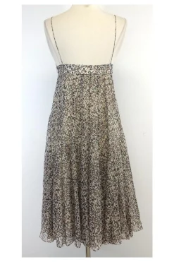Samantha Treacy - Grey & Taupe Spotted Silk Dress Sz 2