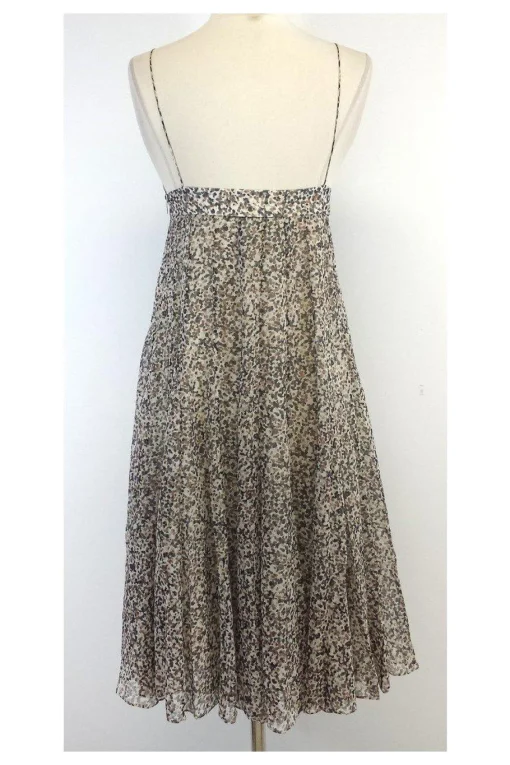 Samantha Treacy - Grey & Taupe Spotted Silk Dress Sz 2