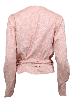 Samsoe Samsoe - Rose Pink Floral Jacquard Wrap Blouse Sz L