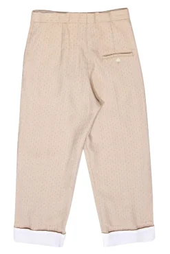 Sandro - Beige, Red & Blue Speckled Straight Leg Cuffed Trousers Sz 4