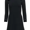 Sandro - Black A-Line Dress w/ Rhinestone Trim Sz 2