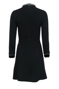 Sandro - Black A-Line Dress w/ Rhinestone Trim Sz 2