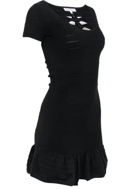 Sandro - Black Cotton Short Sleeve Dress Sz S