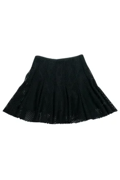 Sandro - Black Eyelet Flared Miniskirt Sz M
