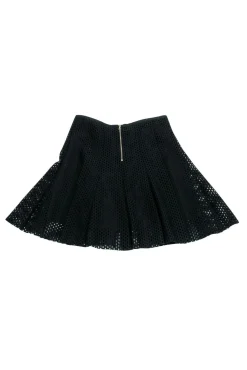Sandro - Black Eyelet Flared Miniskirt Sz M