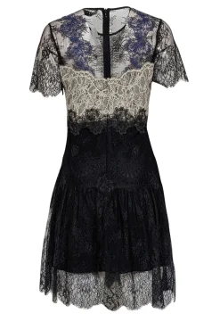 Sandro - Black, Ivory, & Blue Lace Mini Dress Sz 8