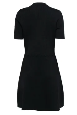 Sandro - Black Knit Fit & Flare Dress w/ Gold-Toned Button Details Sz 10